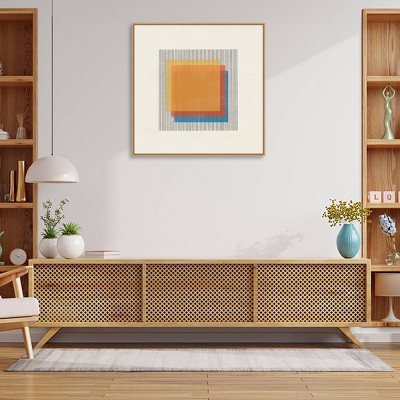 30" x 30" Mid-Century Modern Squares Canvas Wall Art with Maple Frame
