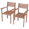 vidaXL Patio Chairs 2 pcs with Wine Red Cushions Solid Teak Wood - 3 of 4