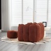 CAVINAS Soft Bean Bag Chair for Adults, Square Lazy Sofa with High Resilient Foam and Footstool, for Living Room and Bedroom, Red+Brown - 4 of 4