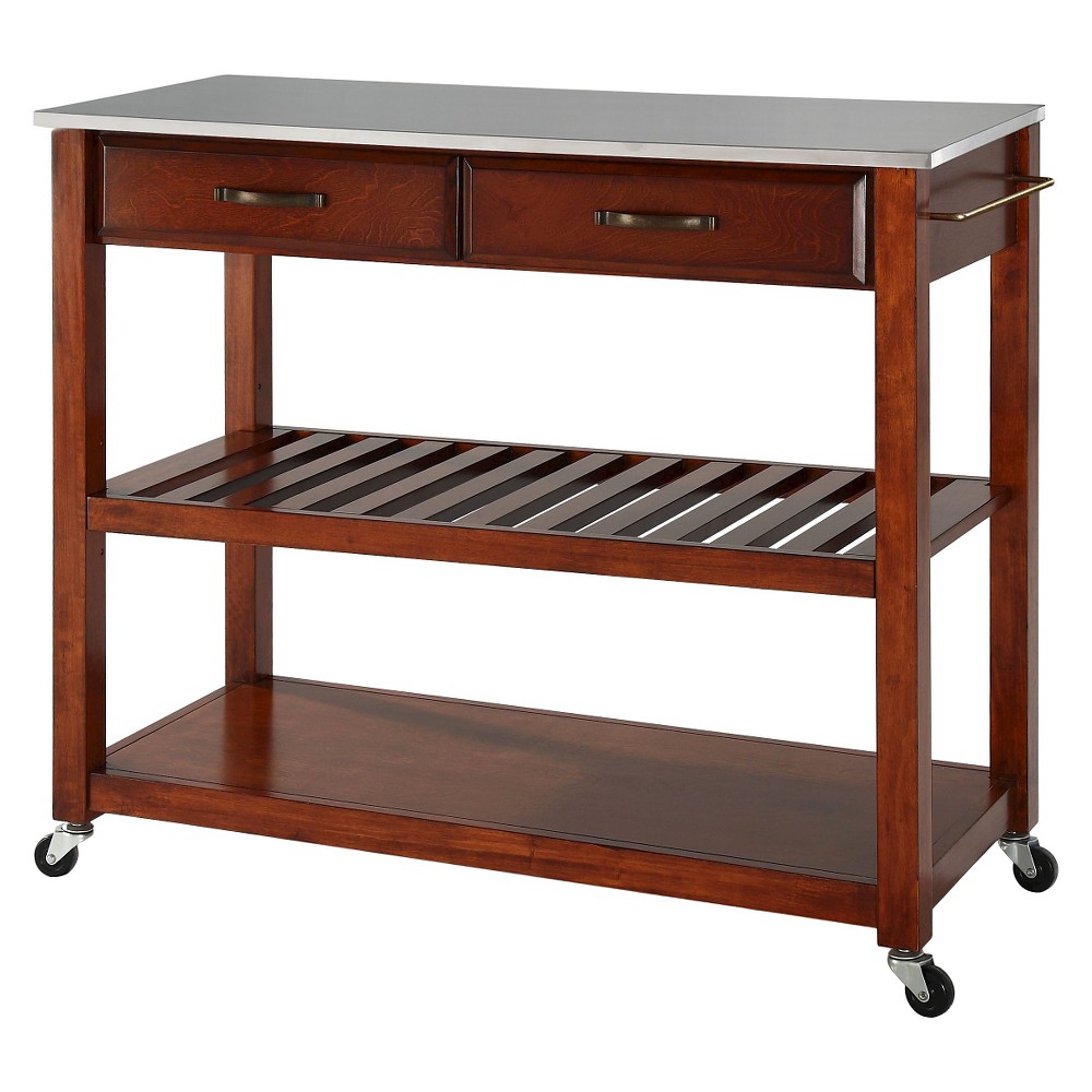 Photos - Other Furniture Crosley Stainless Steel Top Kitchen Cart/Island with Optional Stool Storage - Clas 