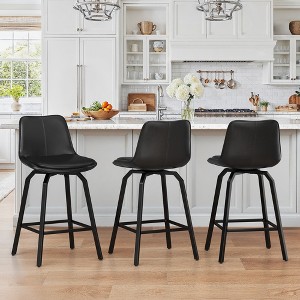 Arceso Upgrade Enlarged Seat Swivel Bar Stools Set of 2, 26 Inch Counter Height Bar Stools, Thickened Faux Leather Barstools with Backs - 1 of 4