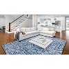 HomeStock Motif Printed Faux Rabbit Ingrain Blue White 8x10, Hand Tufted, Transitional - 2 of 4