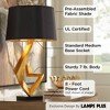 Possini Euro Design Zeus Modern Mid Century Table Lamp 28 1/2" Tall Sculptural Gold Leaf Metal Black Drum Shade Bedroom Living Room Bedside Nightstand - 3 of 4