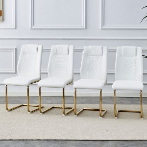 PAGED Dining Chairs Set of 4, Modern Kitchen Chair with Metal Legs and Padded Seat, PU Leather Living Room Chair for Dining Room - 1 of 4