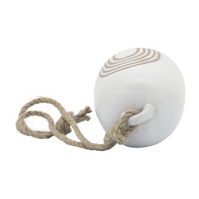 4" White and Beige Ceramic Rainbow Hanging Bell