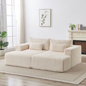 87” Oversized Lounge Chaise: No Assembly, Cloud Plush Loveseat with 2 Removable Footstools - Fluffy Modern Sleeper for Living Room and Bedroom - 1 of 4