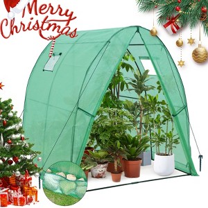 EAGLE PEAK 70.9"x70.9"x78.7" Tunnel Greenhouse Garden Greenhouse with Zippered Door and 2 Roll-up Side Windows, Clear/Green - 1 of 4