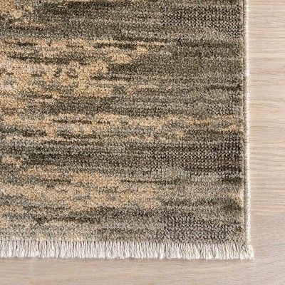 Fiadh Abstract Green and Beige Synthetic Area Rug, 2' x 3'