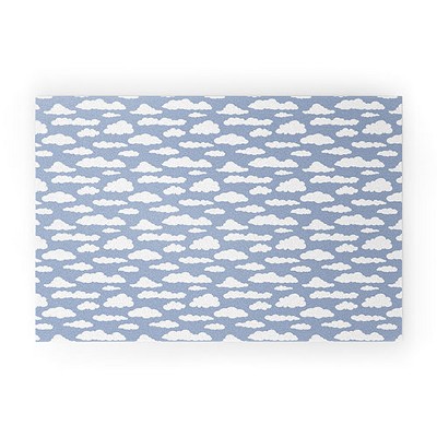 retrografika Sunny Summer Sky White Cartoon 30" x 20" Welcome Mat - Society6