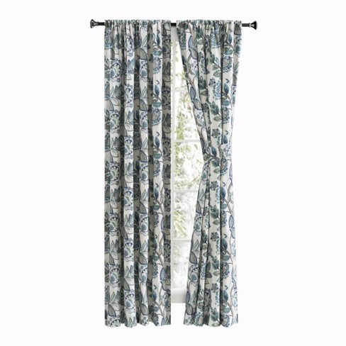 Ellis Curtain Wynette Lined 3" Rod Pocket Curtain Panel Pair with Tiebacks Blue - image 1 of 4