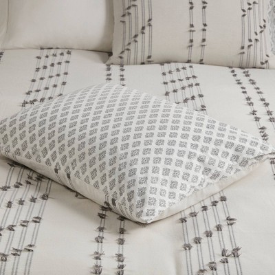 Ivory Cotton Jacquard Full/Queen Duvet Cover Set
