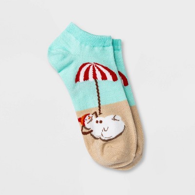 Women's Tropical Snowman Low Cut Socks - Xhilaration™ Teal 4-10
