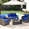 Outsunny Patio Chair Cushions with Seat Cushion & Backrest, Fade Resistant 24" x 24" Seat Replacement Cushion Set - 3 of 4
