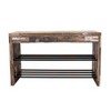 Industrial Shoe Bench with Metal Storage Racks Distressed Wood - Danya B.: Entryway Organizer, MDF Frame - 2 of 4
