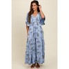 PinkBlush Light Blue Floral Deep V-Neck Maternity Maxi Dress - 4 of 4