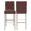 WestinTrends 29" Linen Fabric Tufted Bar Stool (Set of 2) - 3 of 4