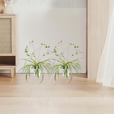 2pcs Artificial Hanging Plants With Pot,PE Plastic Faux Chlorophytum Comosum Hanging Plant Decor For Outdoor Indoor Home Garden Office