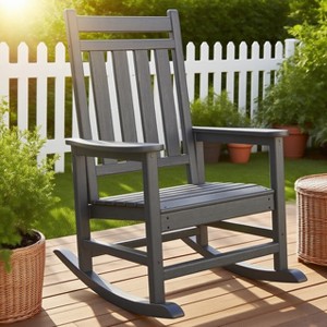 40" Oversized Rocking Chair for Adults, All Weather HDPE Porch Rocker, Heavy Duty Outdoor Rocking Chair 400 lbs for Patio, Garden, Porch - 1 of 4