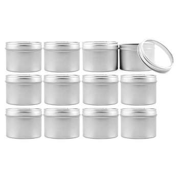 Cornucopia Brands 4oz Round Metal Tins w/View Window Lids, 12pk; Silver Party Favor Tins w/ Clear Lids