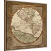 22"x22" Damask World Map I by Elizabeth Medley Framed Canvas Wall Art Print Bronze - Amanti Art: Modern Style, Polystyrene Frame - 2 of 4