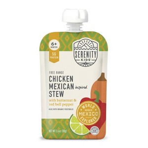 Serenity Kids World Explorer Free Range Chicken Mexican Inspired Stew with Organic Vegetables Baby Food Pouch - 3.5oz - 1 of 4
