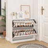ZHUTA Shoe Cabinet flip, with Small Mirror Edge Gap, Mirror Shoe Cabinet storage, 3 Flip Drawers, for Entryway Bathroom Bedroom - 2 of 4