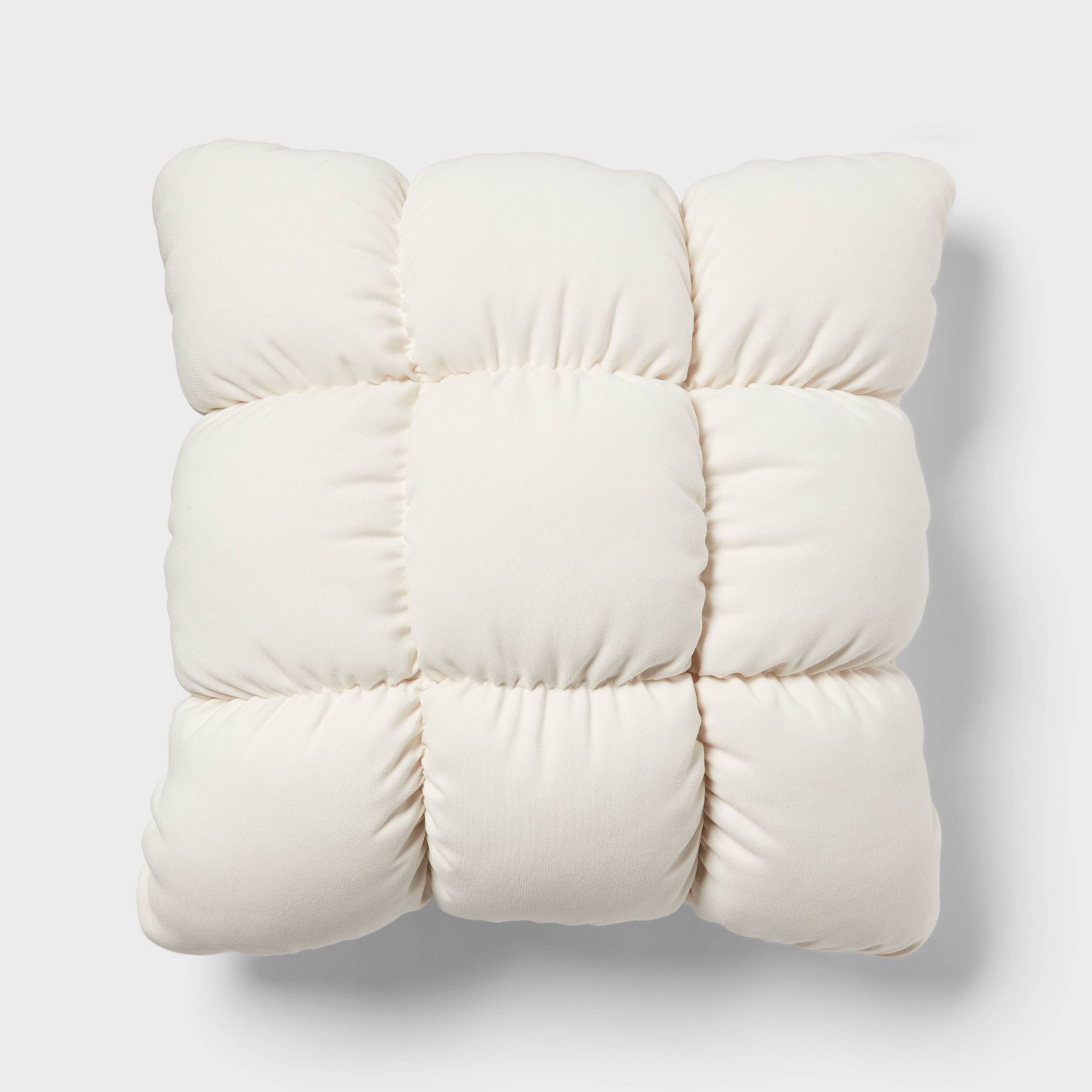 Puffer Square Decorative Throw Pillow Ivory - Room Essentials™
