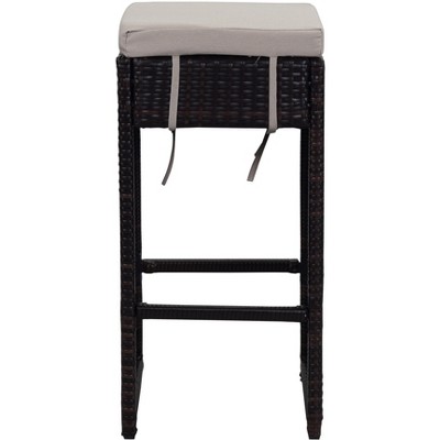 Brown and Sand Six-Seater Outdoor Rattan Bar Set