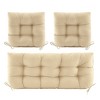 ARTPLAN 3 Pieces Outdoor Chair Cushions Clearance with Ties,44x19x5 Inches,1 Love seat &2 U-Shape Tufted Patio Bench Cushions for Outdoor Furniture - 3 of 4