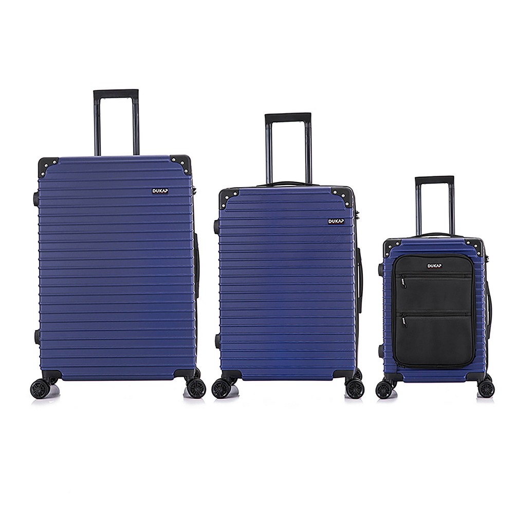 Photos - Luggage Dukap Tour Lightweight 3pc Hardside Checked  Set - Blue 