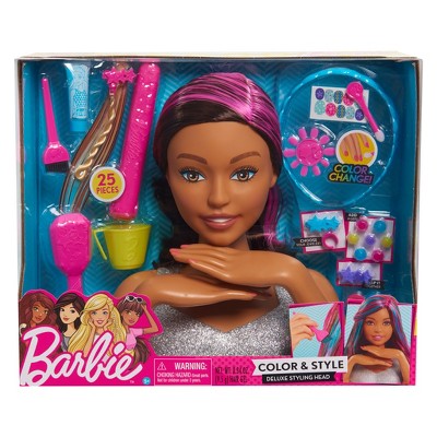 barbie deluxe styling head color and style black curly hair