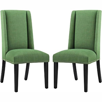 Modway Baron Dining Chair Fabric Set of 2 Green