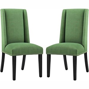 Modway Baron Dining Chair Fabric Set of 2 Green - 1 of 3