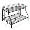TiramisuBest 77 Inch Twin over Full Metal Bunk Bed Frame Black Steel Structure with Guardrails Ladder Quiet Noise Free No Box Spring Needed, Black - 3 of 4
