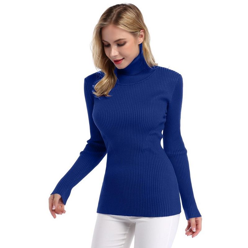 Whizmax Women Stretchable Mock Turtleneck Knit Long Sleeve Slim Fit Sweater, 4 of 7
