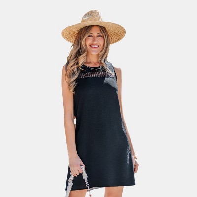 Women's Chic Sleeveless Knit Dress with Crochet Detailing - Cupshe