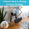 BIRDROCK HOME 3-Tier Bamboo Drying Rack - Foldable, Water-Resistant Laundry Stand for Indoor/Outdoor Use - Fully Assembled Clothes Dryer, Grey - 2 of 4