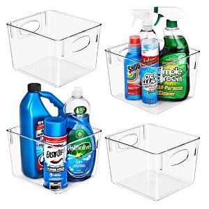 Sorbus 4 Pack Medium Clear Plastic Storage Bins with Handle - Organization and Storage for Laundry Room, Closet, Under Sink, Bathroom and more - 1 of 4