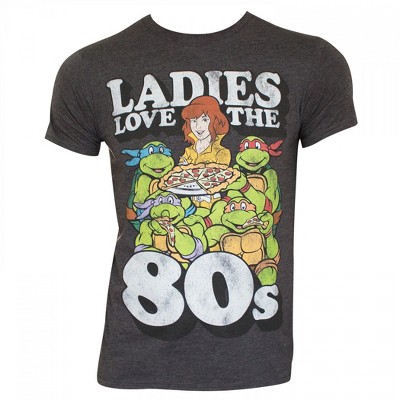 Adult Teenage Mutant Ninja Turtles Loves The 80's Grey Tee Shirt