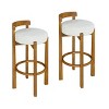 Set of 4 Indoor Wooden Low Back Barstools,Fabric Upholstered Barstools with Rubberwood Frame,Modern Dining Chairs for Home Bars-Cuddlewood - 2 of 4