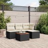 vidaXL 5 Piece Patio Sofa Set with Cushions Black Poly Rattan - Black and Cream - 2 of 4