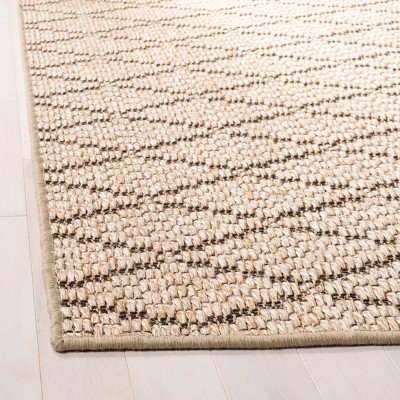 Beige and Brown Geometric Sisal Area Rug, 5' x 8'