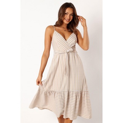 Petal and Pup Womens Odette Midi Dress - Beige Stripe 4