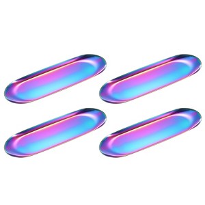 Unique Bargains Stainless Steel Cosmetics Candles Dessert Decorative Trays 4 Pcs - 1 of 4