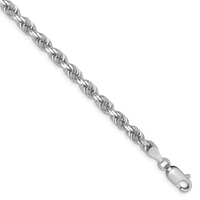 Black Bow Jewelry 4mm, 14k White Gold D/C Quadruple Rope Chain Bracelet
