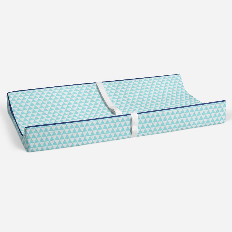Bacati - Liam Aqua Triangles Quilted Muslin Changing Pad Cover, 4 of 10