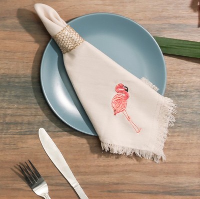 Rightside Designs Set Of Four Embroidered Flamingo Napkins : Target