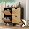 Natural Rattan Narrow Shoe Storage Organizer Cabinet with 4 Flip Drawers, Freestanding Shoe Rack with Metal Legs and Adjustable Shelf - 2 of 4