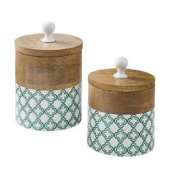 Patricia Heaton Home Green Geo Canister Set of 2