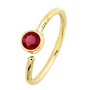 Jewelry Avalanche 20G 14K Gold Ruby Nose Hoop Ring, Bezel Set, 8mm Twist-open - 1 of 2